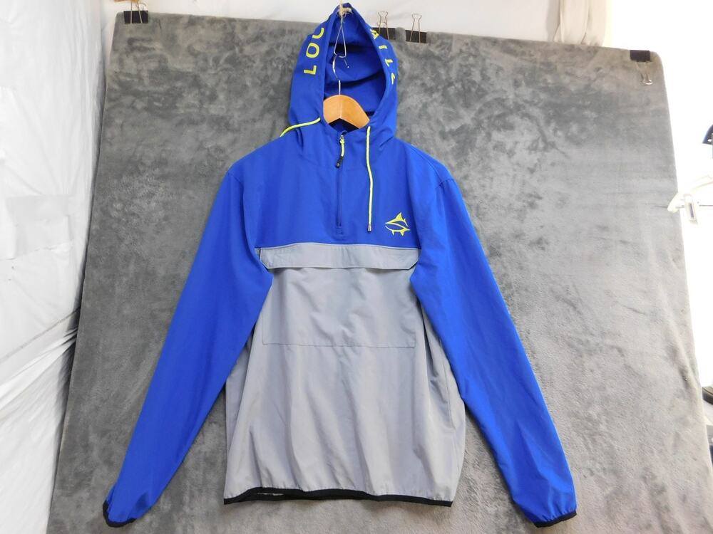 Loco Skailz Performance Fishing S Blue Gray Half-Zip Hooded Jacket